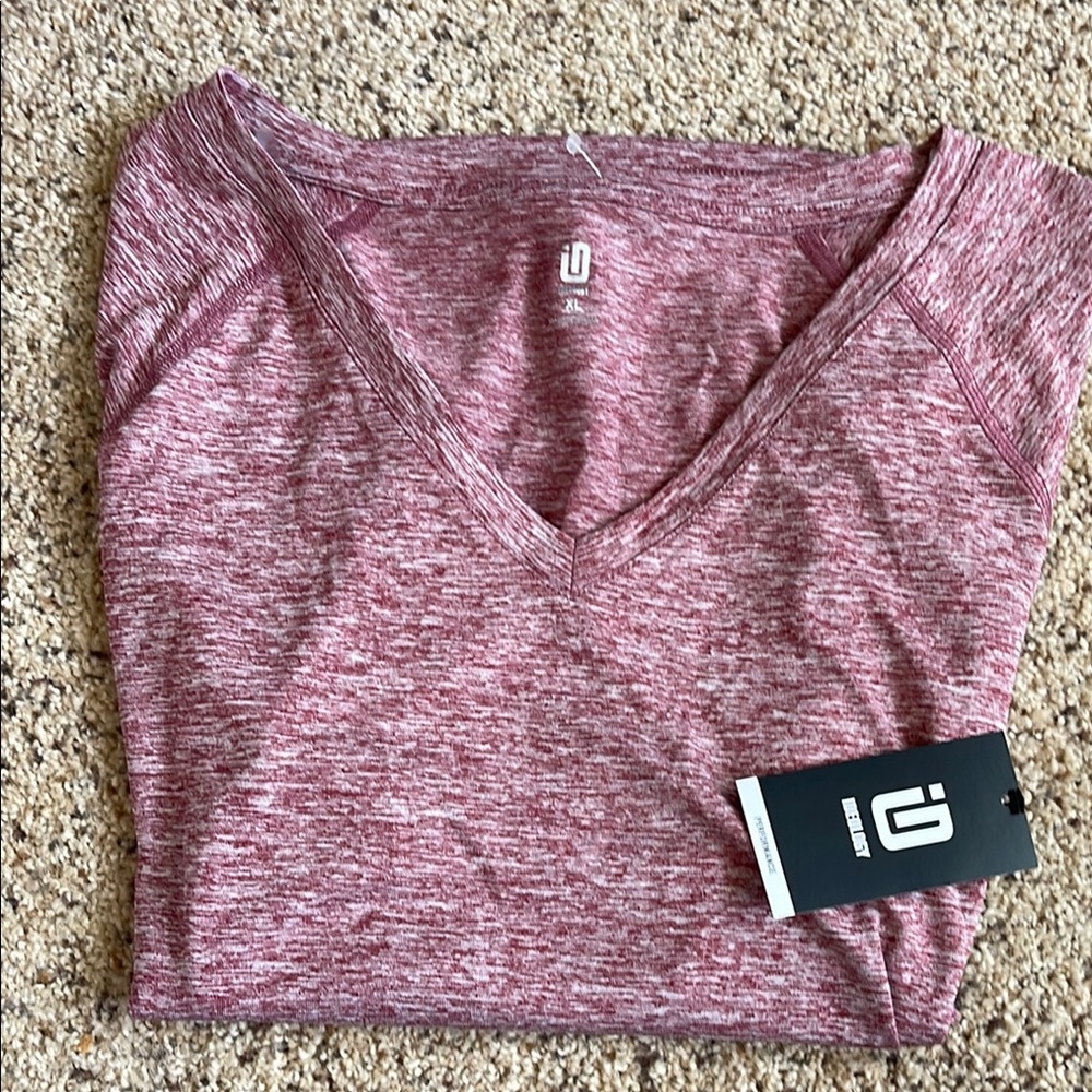 Ideology Pink Fitted V-Neck Performance Tee XL